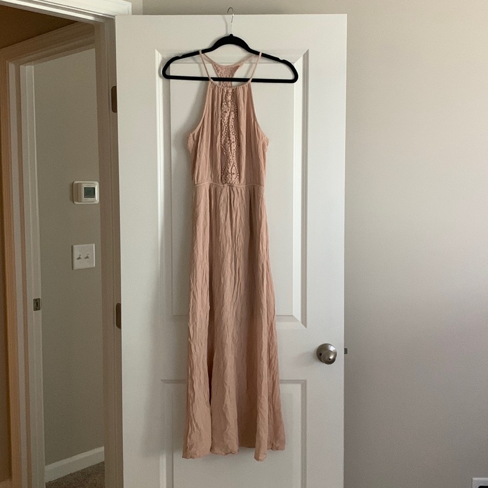 Pale Pink Maxi Halter Dress